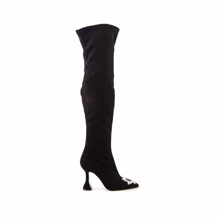 Rouge Kadin Siyah Strec Topuklu Çizme 924-18 Mocassini